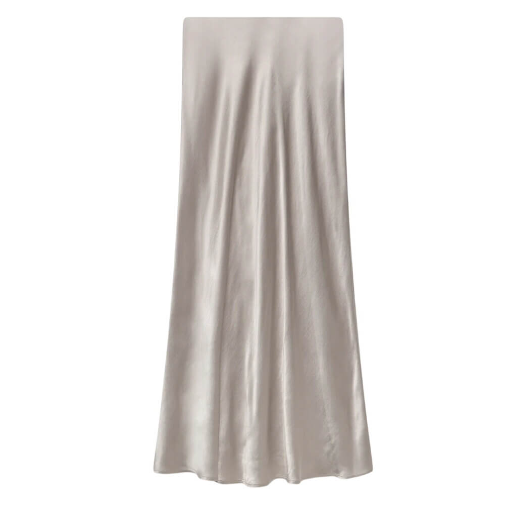 Mint Velvet Neutral Satin Slip Midi Skirt